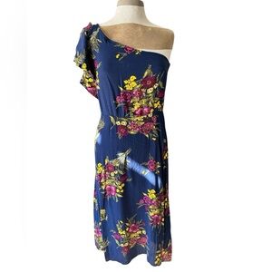 Leith one shoulder midi floral dress, M